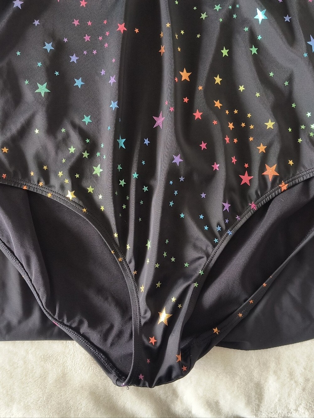 Torrid Black Rainbow Star Plus Swim Suit One Piece Dress Sz 1 D/DD - Picture 4 of 6